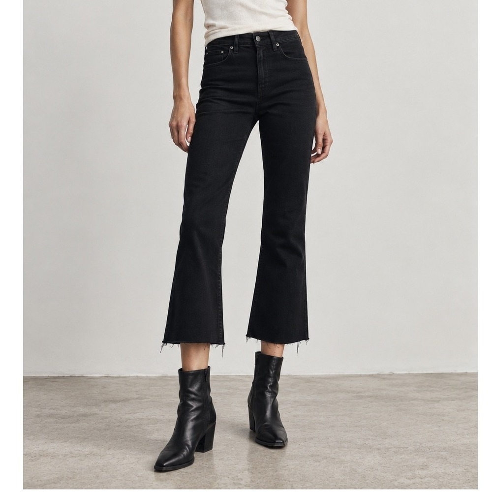 All Saints Heidi Cropped Flared Jeans Size 25 Dark Indigo Modern Denim